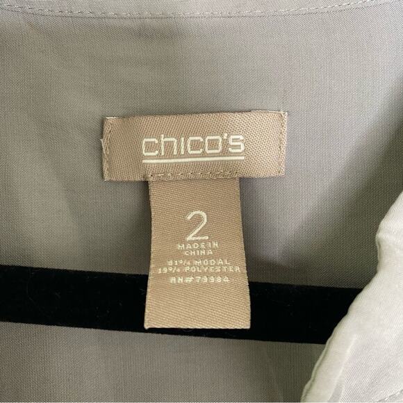 Chico's Gray Soft Button Up Blouse 2 Large - Picture 5 of 10